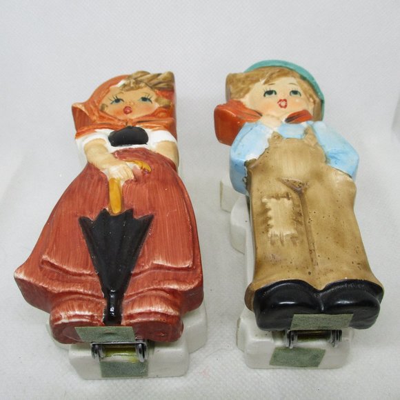 STAPLERS 2 Piece Set Ceramic Girl & Boy HUMMEL Style Figures Made In JAPAN - Picture 2 of 9